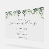 緑の植物水の色結婚の歓迎 アクリルサイン (傾斜)