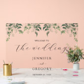 緑の植物水の色結婚の歓迎 アクリルサイン (ウェディング)