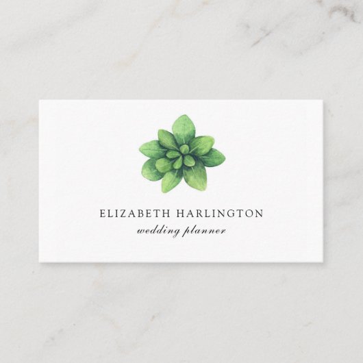 緑の植物用カード。緑のミニマル主義者シンプル 名刺 (正面)