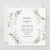 緑の植物的エレガントな結婚式 招待状 (正面)