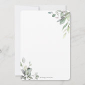 緑の植物素朴リース銀洗礼 招待状 (裏面)
