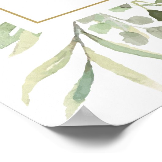 緑の植物結婚の歓迎サイン ポスター (角)