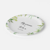 緑の植物結婚の葉のケーキ ペーパープレート (アングル)