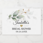 緑の植物結婚の葉のブライダルシャワー スパークリングワインラベル (シングルラベル)