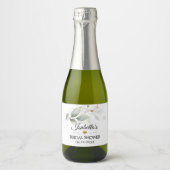 緑の植物結婚の葉のブライダルシャワー スパークリングワインラベル (正面)