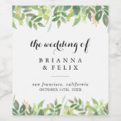 緑の植物結婚の葉のワインラベル ワインラベル (シングルラベル)