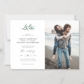 緑の植物絵を描学ミニマリ結婚ズムの写真 マグネット招待状 (正面)