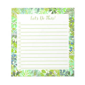 緑の植物色の葉色のリスト ノートパッド