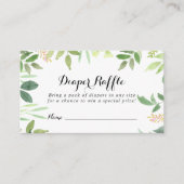 緑の植物葉おむつラッフルチケット エンクロージャーカード (正面)