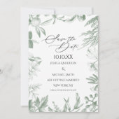 緑の植物葉の 招待状 (正面)