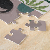 緑の植物、モンステラと黒猫アートパズル ジグソーパズル (側面)