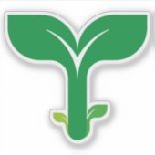 緑の植物T文字自然環境 シール (正面)