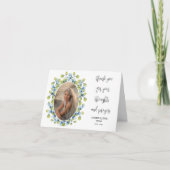 緑の楕円形フレーム写真小さな折り畳まれた葬儀 サンキューカード (正面)