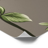 緑の模様が付いた小さな葉筋状の花 ポスター (角)