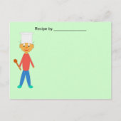 緑の模様のレシピ用ブランクカードの少年クック ポストカード (正面)