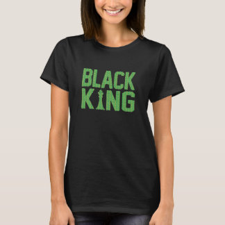 緑の模様の黒い王 Tシャツ