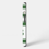 緑の横ストライプ線モノグラム iPhoneケース (左側面)