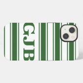 緑の横ストライプ線モノグラム iPhoneケース (裏面横)