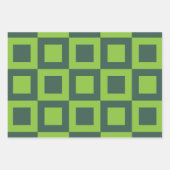 緑の正方形の幾何学的 ラッピングペーパーシート (正面)