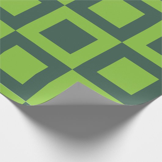 緑の正方形の幾何学的 ラッピングペーパー (角)