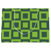 緑の正方形の幾何学的 ラージペーパーバッグ (正面)