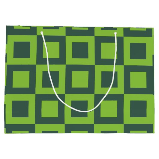 緑の正方形の幾何学的 ラージペーパーバッグ (裏面)