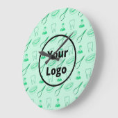 緑の歯医者のパターン ラージ壁時計 (傾斜)