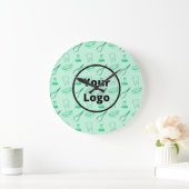 緑の歯医者のパターン ラージ壁時計 (ホーム)