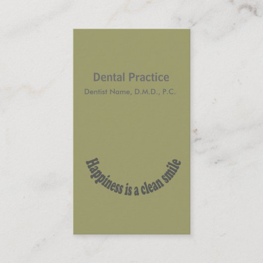 緑の歯科医のスマイルのタイポグラフィの上で曲げられる 予約カード (正面)