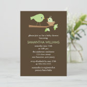 緑の母とベビーの鳥が巣のベビーシャワー 招待状 (スタンド正面)