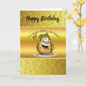 緑の毛を持つ漫画のキャラクタポテト カード (黄色い花)