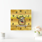 緑の毛を搭載するマンガのキャラクタのポテト スクエア壁時計 (ホーム)