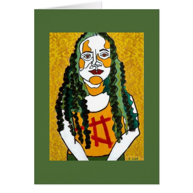 緑の毛を搭載する女の子 (正面)