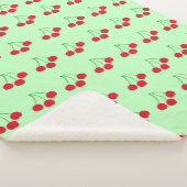 緑の毛布60インチx 80インチのさくらんぼ シェルパブランケット (3/4)