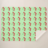 緑の毛布60インチx 80インチのさくらんぼ シェルパブランケット (正面(横))