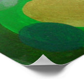 緑の気泡で泳ぐ朱色の金魚 ポスター (角)