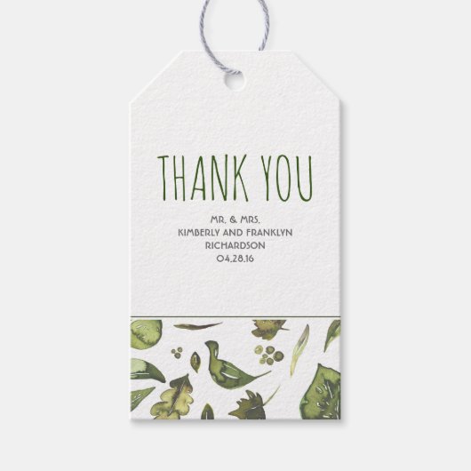 緑の水のモダン色素朴結婚の ギフトタグ (正面)