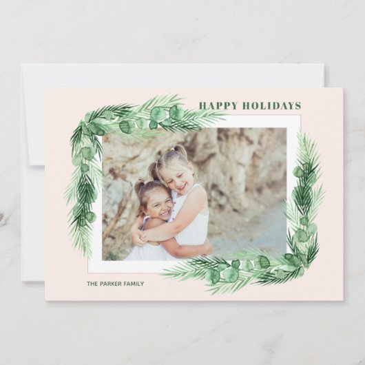 緑の水の色のクリスマスフォト シーズンカード (正面)