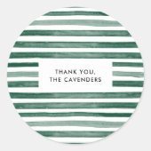 緑の水の色のストライプ ラウンドシール (正面)