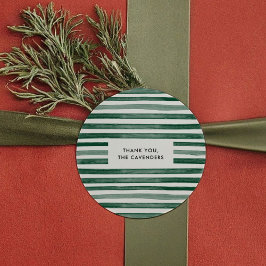 緑の水の色のストライプ ラウンドシール