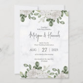 緑の水の色のフローラミニマル結婚リスト 招待状 (正面)