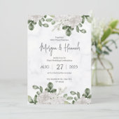 緑の水の色のフローラミニマル結婚リスト 招待状 (スタンド正面)