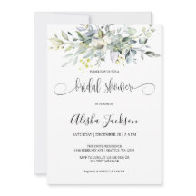 緑の水の色のブライダルシャワーへの招待