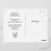 緑の水の色のユーカリ写真 箔招待状ポストカード (裏面)