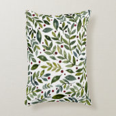 緑の水の色の季節の枝と果実 アクセントクッション (正面(垂直))
