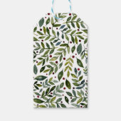 緑の水の色の季節の枝と果実 ギフトタグ (正面)