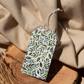 緑の水の色の季節の枝と果実 ギフトタグ