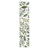 緑の水の色の季節の枝と果実 ショートテーブルランナー (正面)