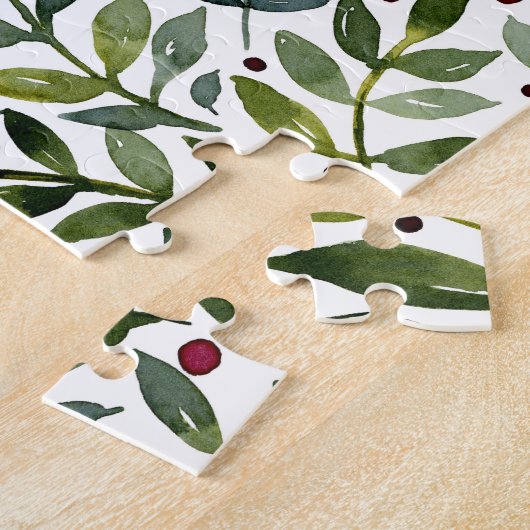 緑の水の色の季節の枝と果実 ジグソーパズル (側面)