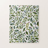 緑の水の色の季節の枝と果実 ジグソーパズル (縦)